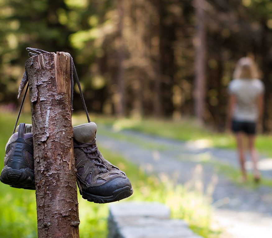 hiking boots on trail