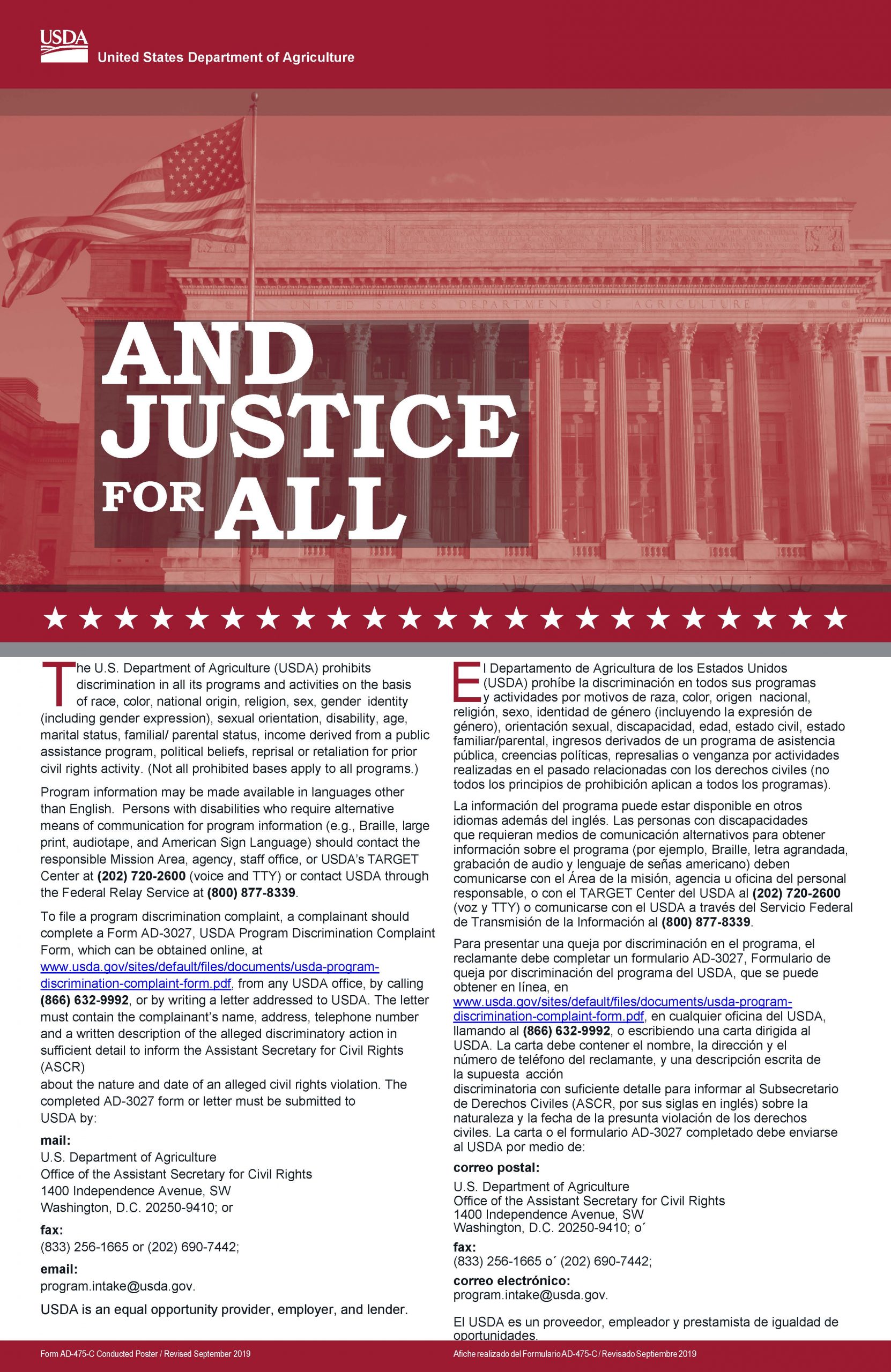 USDA justice for all red poster